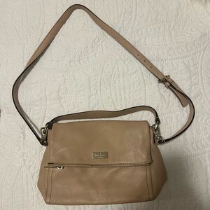 Kate Spade Tan Pebbled Leather Foldover Bag